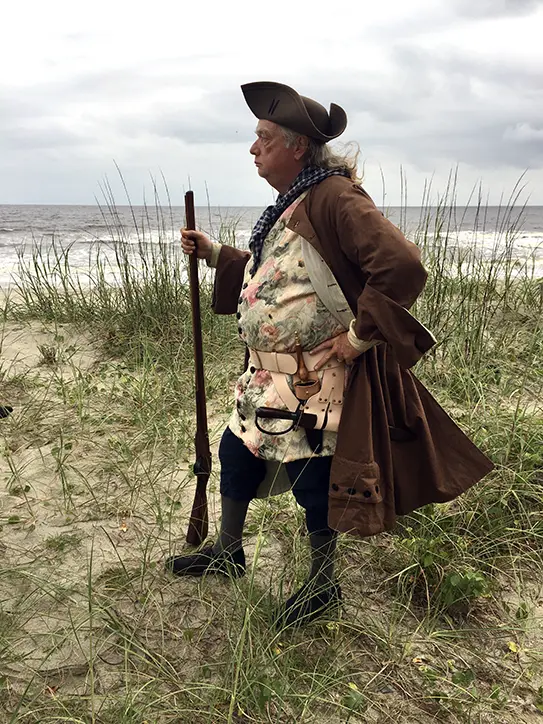 Dressed in full pirate garb