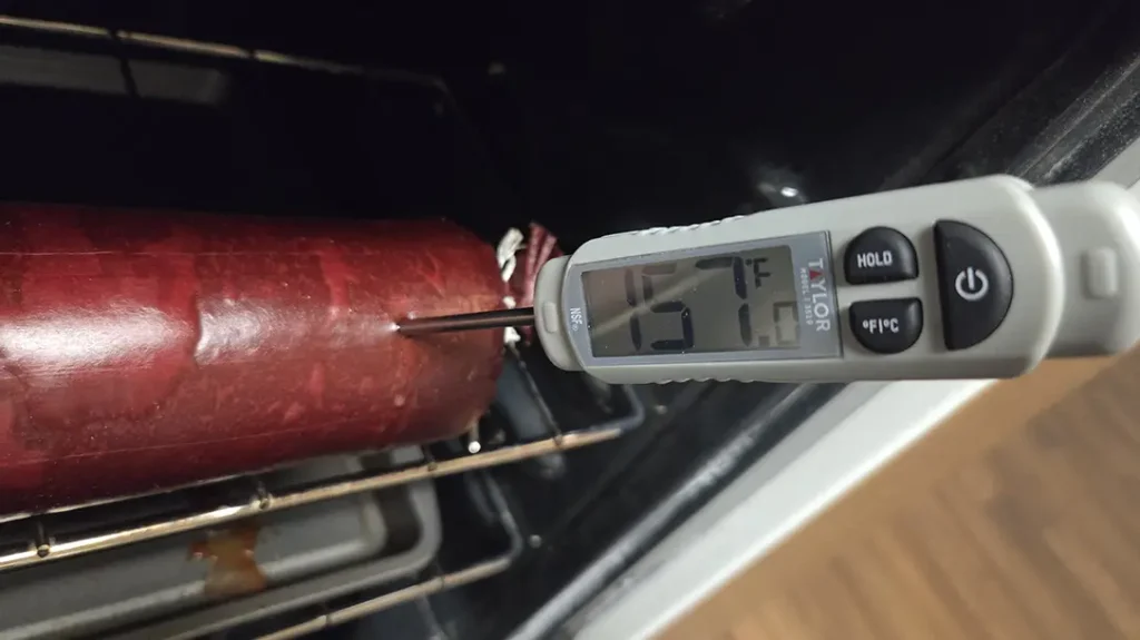 The sausage had to reach an internal temperature of 157 degrees.
