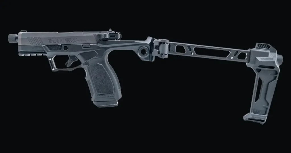The Taurus GX4 Strike Bravo uses a Strike pistol brace.