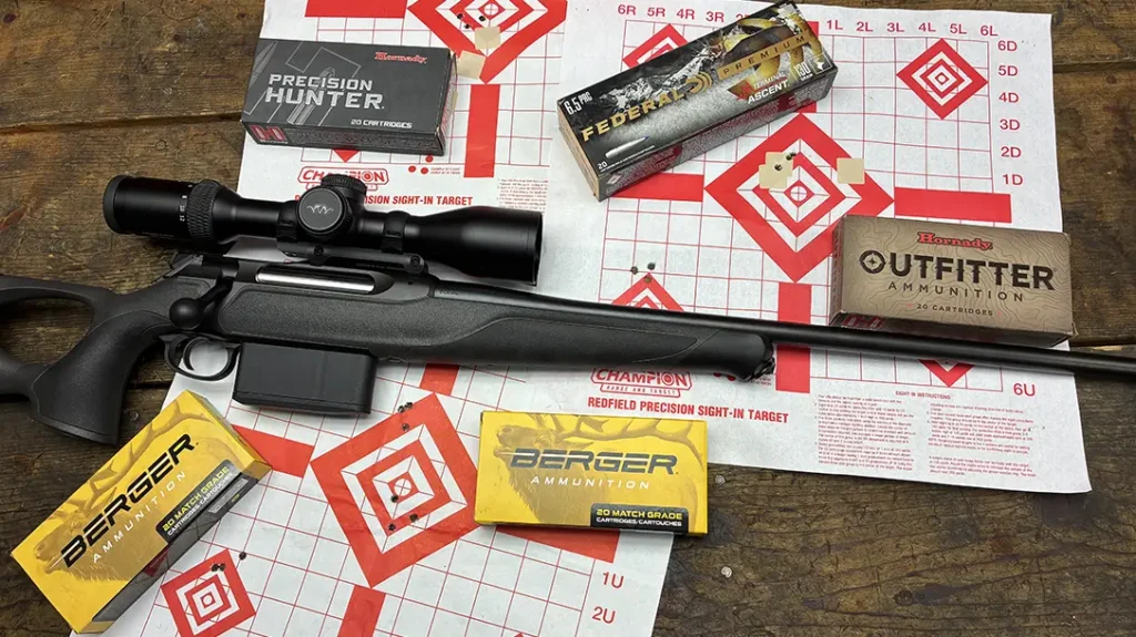 The Sauer 505 Synchro XT for this article arrived chambered in the very American 6.5PRC. Accuracy was more than acceptable.